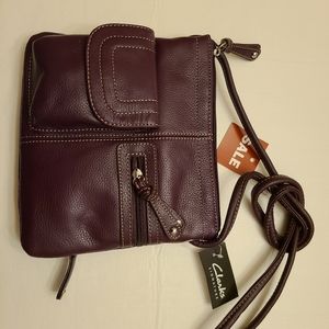 NEW Clark's Leather Crossbody Deep Purple Handbag